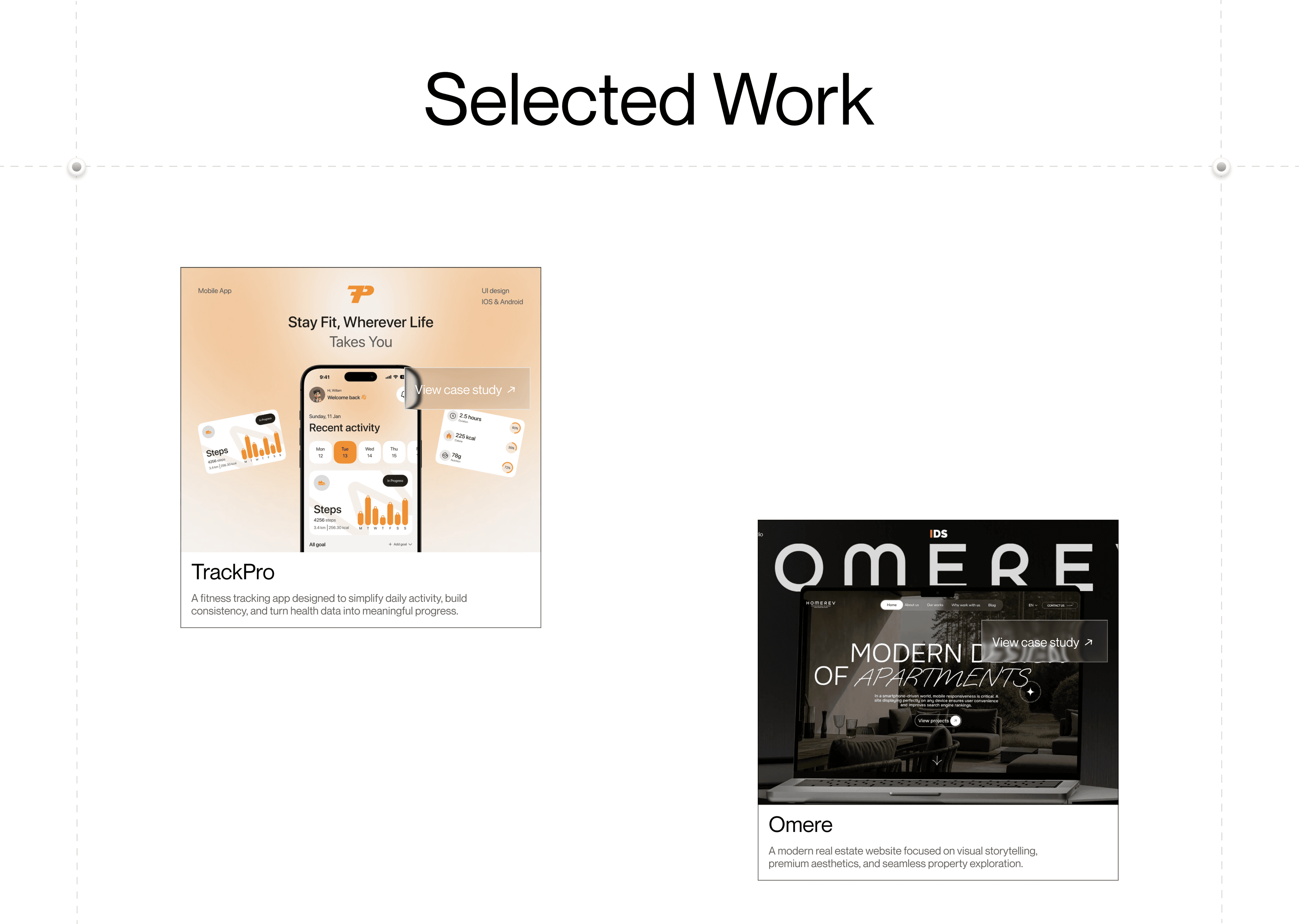Portfolio Selected Works Screen