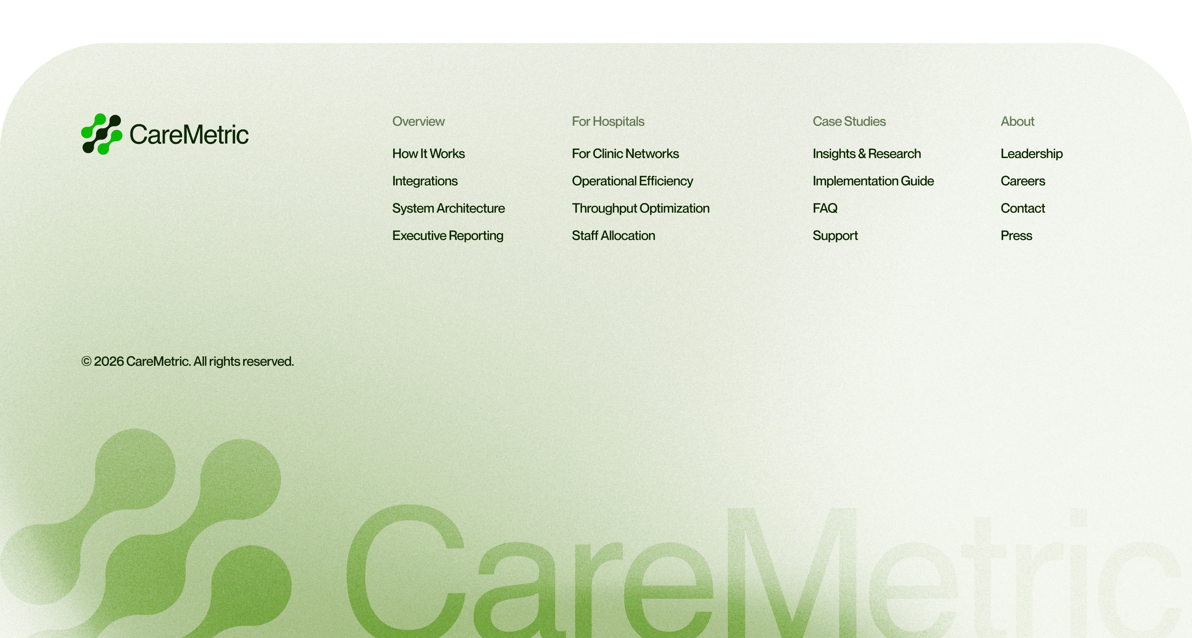 CareMetric Footer Screen